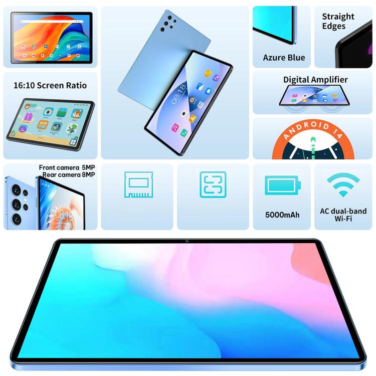 Tablette PC 4G LTE BDF H39 10,1 pouces, 6 Go + 128 Go, Android 10, processeur octa-core MTK6750, double SIM, prise européenne, 8GB+256GB, EU Plug