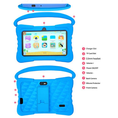 Tablette PC enfant BDF K3 7 pouces WiFi avec étui en silicone, 2 Go + 32 Go, Android 8.1, processeur quadricœur MTK6735, prise US, 4GB+64GB