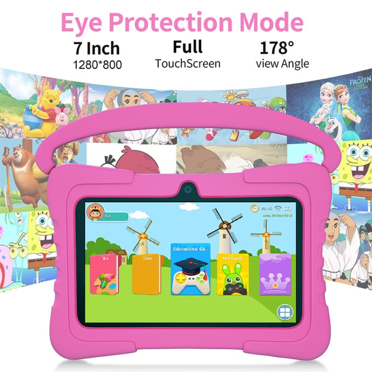 Tablette PC enfant BDF K3 7 pouces WiFi avec étui en silicone, 2 Go + 32 Go, Android 8.1, processeur quadricœur MTK6735, prise US, 4GB+64GB