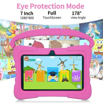 Tablette PC enfant BDF K3 7 pouces WiFi avec étui en silicone, 2 Go + 32 Go, Android 8.1, processeur quadricœur MTK6735, prise US, 4GB+64GB