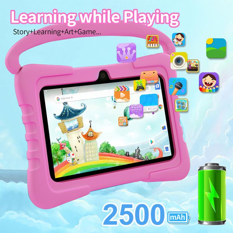 Tablette PC enfant BDF K3 7 pouces WiFi avec étui en silicone, 2 Go + 32 Go, Android 8.1, processeur quadricœur MTK6735, prise US, 4GB+64GB
