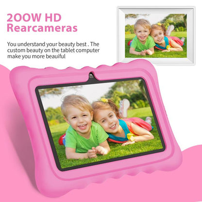 Tablette PC enfant BDF T7 7 pouces WiFi avec étui en silicone, 2 Go + 32 Go, Android 8.1, processeur quadricœur MTK6735, prise US, 4GB+64GB