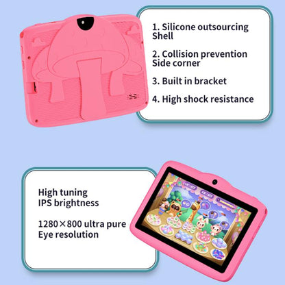 Tablette PC enfant BDF 7 pouces WiFi avec étui en silicone champignon, 2 Go + 32 Go, Android 8.1, processeur quadricœur MTK6735, prise US, 4GB+64GB