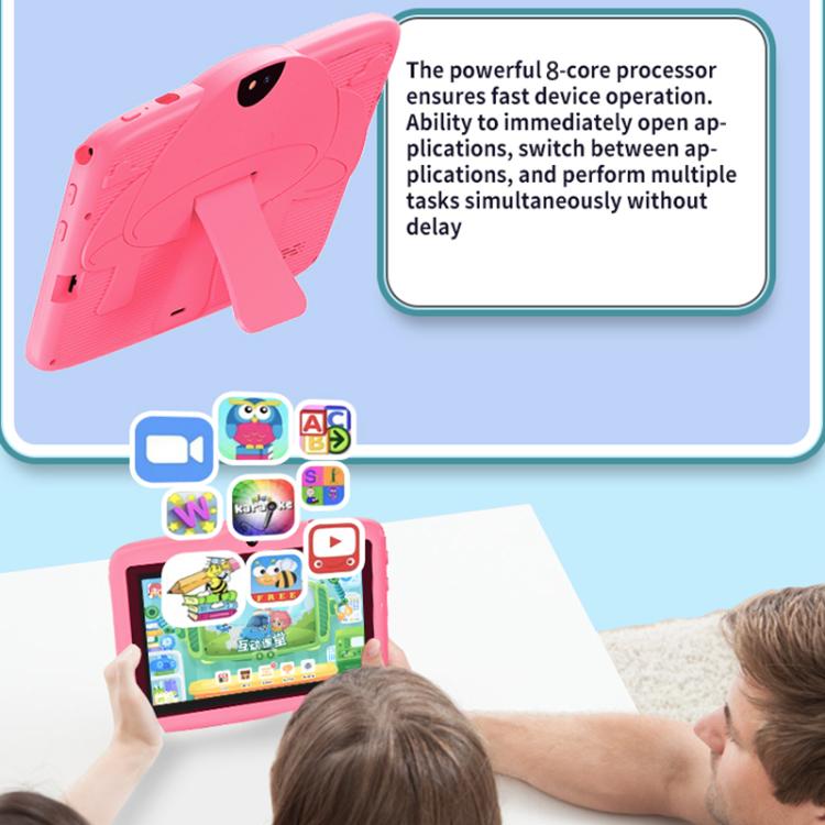 Tablette PC enfant BDF 7 pouces WiFi avec étui en silicone champignon, 2 Go + 32 Go, Android 8.1, processeur quadricœur MTK6735, prise US, 4GB+64GB
