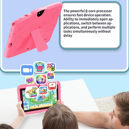Tablette PC enfant BDF 7 pouces WiFi avec étui en silicone champignon, 2 Go + 32 Go, Android 8.1, processeur quadricœur MTK6735, prise US, 4GB+64GB
