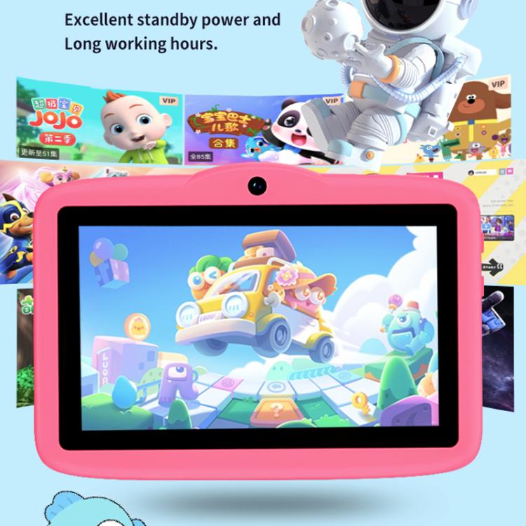 Tablette PC enfant BDF 7 pouces WiFi avec étui en silicone champignon, 2 Go + 32 Go, Android 8.1, processeur quadricœur MTK6735, prise US, 4GB+64GB