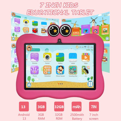 Tablette PC enfant BDF 7 pouces WiFi avec coque en silicone motif crabe, 1 Go + 16 Go, Android 8.1, processeur quadricœur MTK6735, prise US, 3GB+32GB