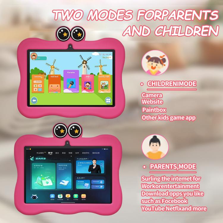 Tablette PC enfant BDF 7 pouces WiFi avec coque en silicone motif crabe, 1 Go + 16 Go, Android 8.1, processeur quadricœur MTK6735, prise US, 3GB+32GB