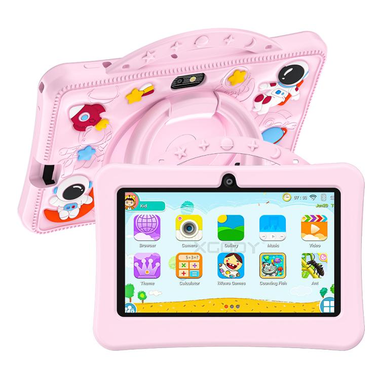 Tablette PC enfant BDF 7 pouces WiFi avec étui de transport en silicone motif astronaute, 1 Go + 16 Go, Android 8.1, processeur quadricœur MTK6735, prise US, 3GB+32GB
