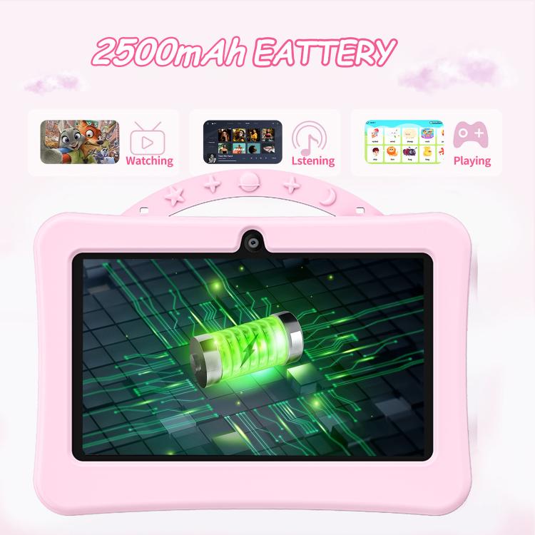 Tablette PC enfant BDF 7 pouces WiFi avec étui de transport en silicone motif astronaute, 1 Go + 16 Go, Android 8.1, processeur quadricœur MTK6735, prise US, 3GB+32GB