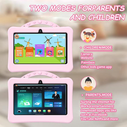 Tablette PC enfant BDF 7 pouces WiFi avec étui de transport en silicone motif astronaute, 1 Go + 16 Go, Android 8.1, processeur quadricœur MTK6735, prise US, 3GB+32GB