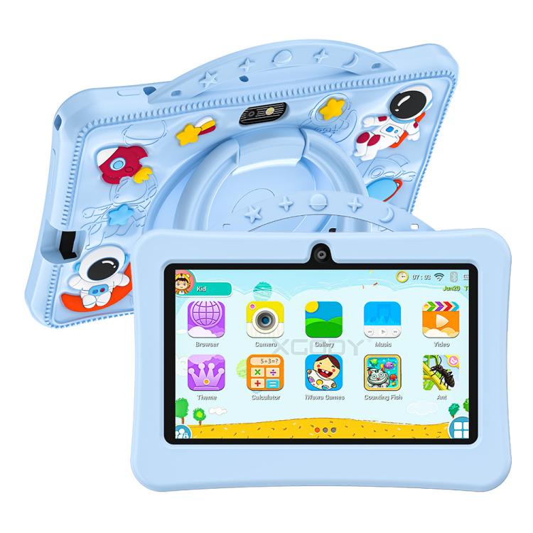Tablette PC enfant BDF 7 pouces WiFi avec étui de transport en silicone motif astronaute, 1 Go + 16 Go, Android 8.1, processeur quadricœur MTK6735, prise US, 3GB+32GB