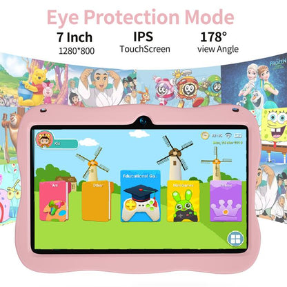 Tablette PC enfant BDF 7 pouces WiFi avec coque en silicone astronaute, 2 Go + 32 Go, Android 8.1, processeur quadricœur MTK6735, prise US, 4GB+64GB