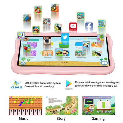 Tablette PC enfant BDF 7 pouces WiFi avec coque en silicone astronaute, 2 Go + 32 Go, Android 8.1, processeur quadricœur MTK6735, prise US, 4GB+64GB