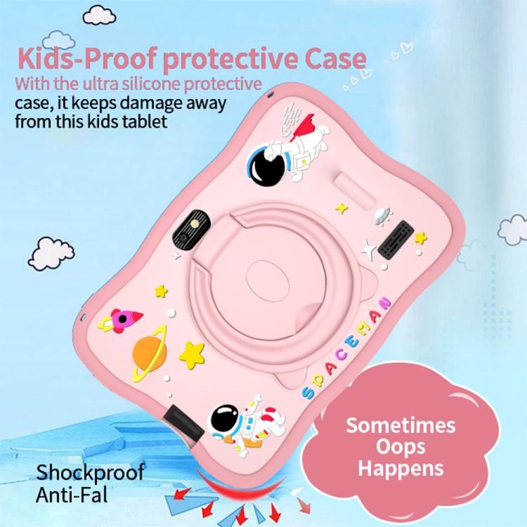 Tablette PC enfant BDF 7 pouces WiFi avec coque en silicone astronaute, 2 Go + 32 Go, Android 8.1, processeur quadricœur MTK6735, prise US, 4GB+64GB
