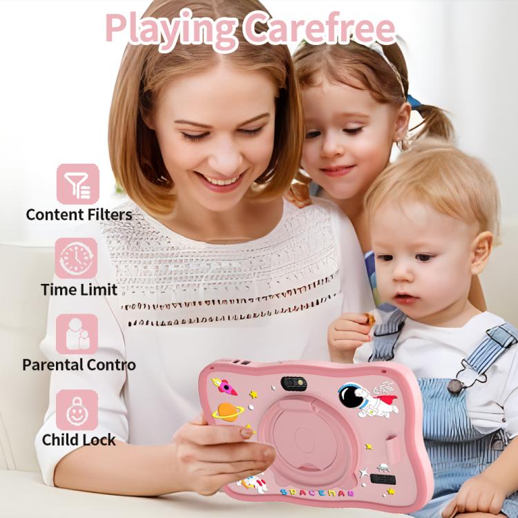Tablette PC enfant BDF 7 pouces WiFi avec coque en silicone astronaute, 2 Go + 32 Go, Android 8.1, processeur quadricœur MTK6735, prise US, 4GB+64GB