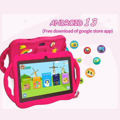 Tablette PC enfant BDF 7 pouces WiFi avec coque en silicone girafe, 1 Go + 16 Go, Android 8.1, processeur quadricœur MTK6735, prise US, 3GB+32GB