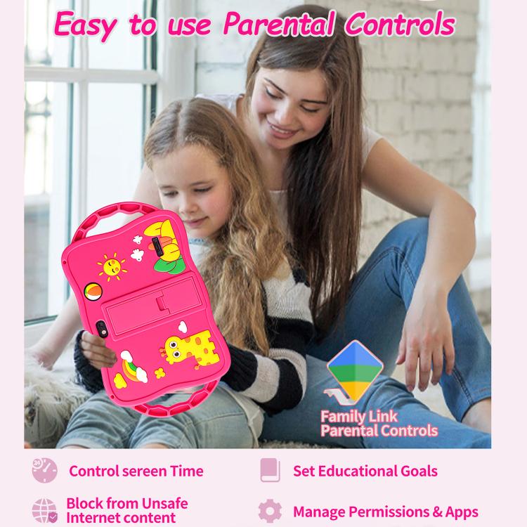 Tablette PC enfant BDF 7 pouces WiFi avec coque en silicone girafe, 1 Go + 16 Go, Android 8.1, processeur quadricœur MTK6735, prise US, 3GB+32GB