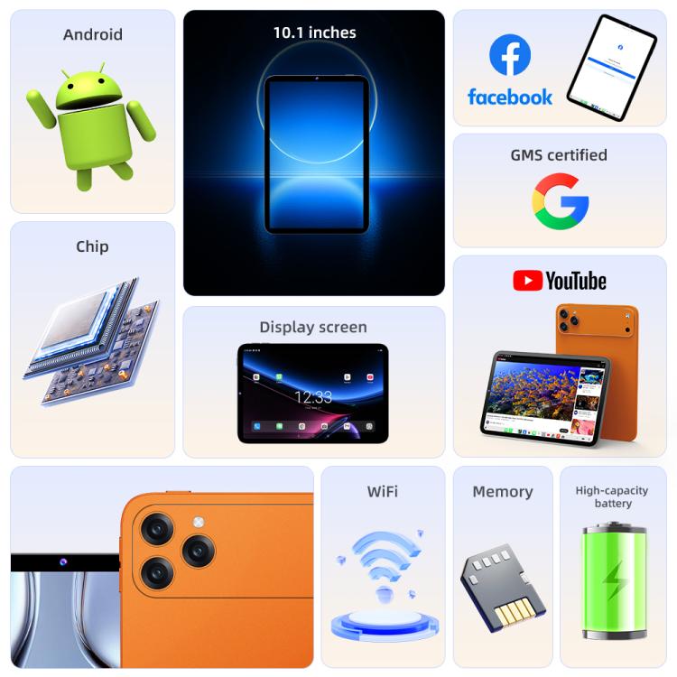 Tablette PC réseau 4G Nodizz Npad23, 4 Go + 32 Go, écran 10,1 pouces, Android 10, processeur octocœur MTK6755, prise européenne