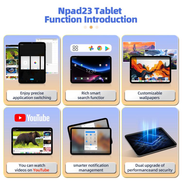 Tablette PC réseau 4G Nodizz Npad23, 4 Go + 32 Go, écran 10,1 pouces, Android 10, processeur octocœur MTK6755, prise européenne