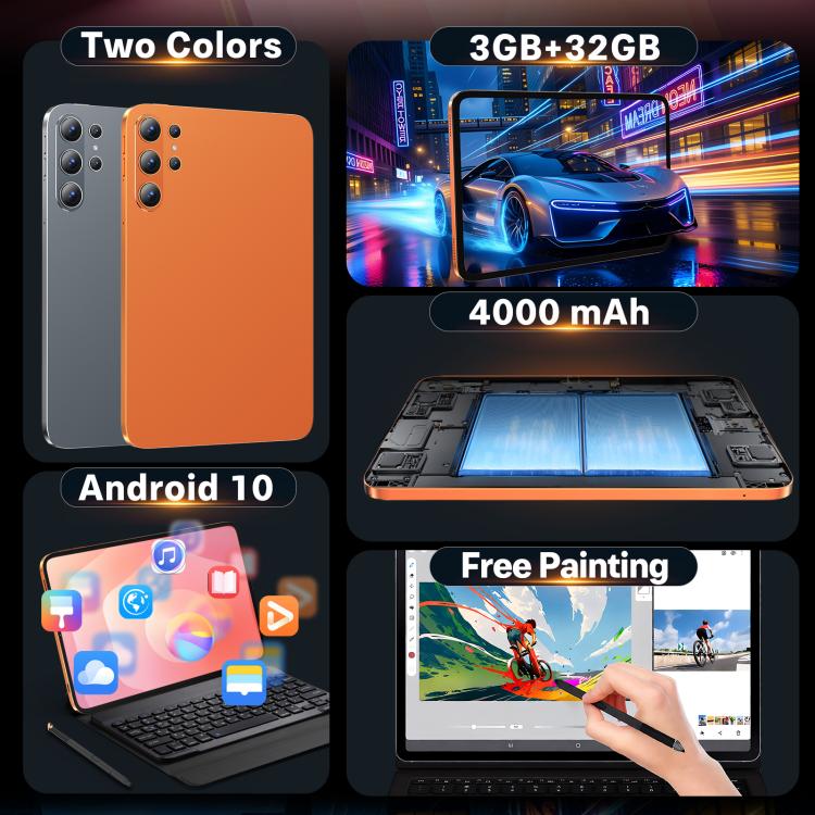 Tablette PC Wi-Fi S26 Ultra 10,1 pouces, 3 Go + 32 Go, Android 10, processeur octocœur MTK6750, prise australienne, AU Plug