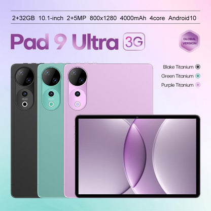 Pad 9 Ultra 10.1 inch 3G Phone Call Tablet PC, 2GB+32GB, Android 10 MTK6737 Quad Core, EU Plug, EU Plug