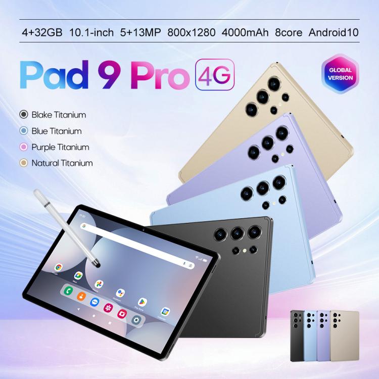 Tablette PC Pad 9 Pro 10,1 pouces 4G LTE (pack combo), 4 Go + 32 Go, Android 10, processeur octa-core MT6755, avec clavier, souris et étui en cuir, prise britannique., UK Plug