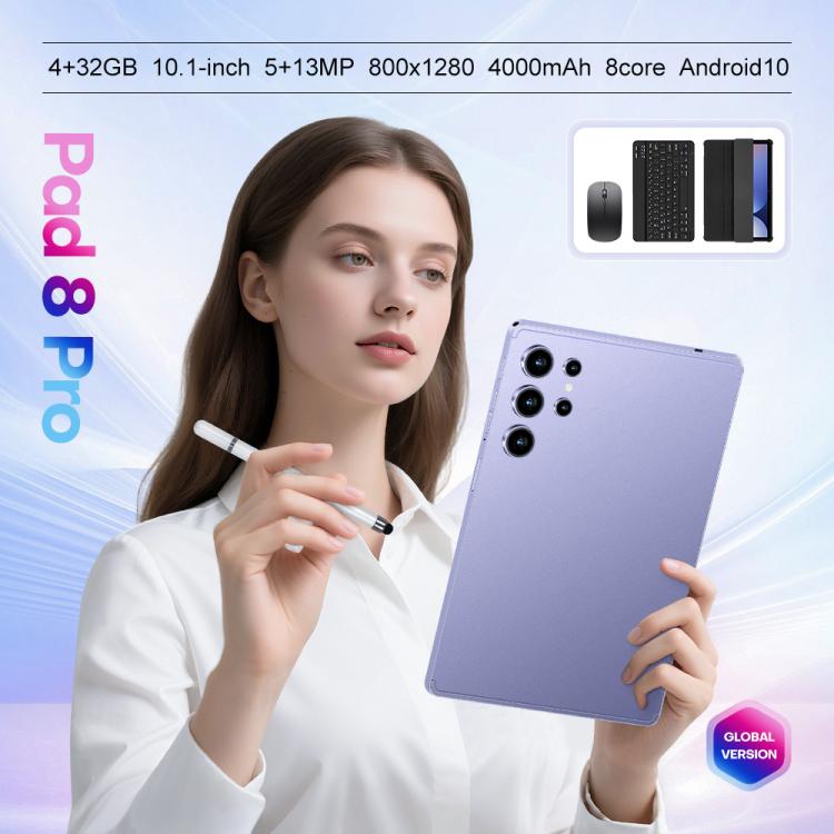 Tablette PC Pad 9 Pro 10,1 pouces 4G LTE (pack combo), 4 Go + 32 Go, Android 10, processeur octa-core MT6755, avec clavier, souris et étui en cuir, prise britannique., UK Plug