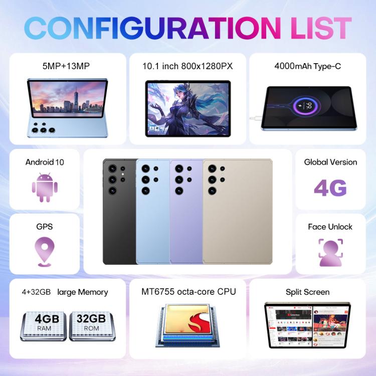 Tablette PC Pad 9 Pro 10,1 pouces 4G LTE (pack combo), 4 Go + 32 Go, Android 10, processeur octa-core MT6755, avec clavier, souris et étui en cuir, prise britannique., UK Plug