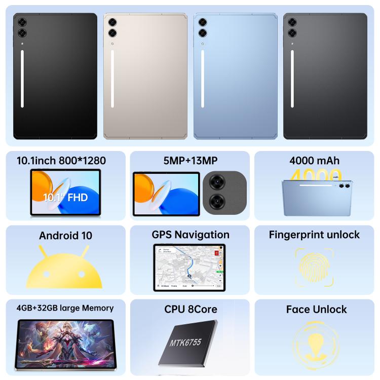 Tab S10 Ultra 10.1 inch 4G LTE Tablet PC, 4GB+32GB, Android 10 MTK6755 Octa Core, EU Plug, EU Plug