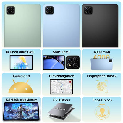 Pad 7 Pro 10.1 inch 4G LTE Tablet PC, 4GB+32GB, Android 10 MTK6755 Octa Core, EU Plug, EU Plug